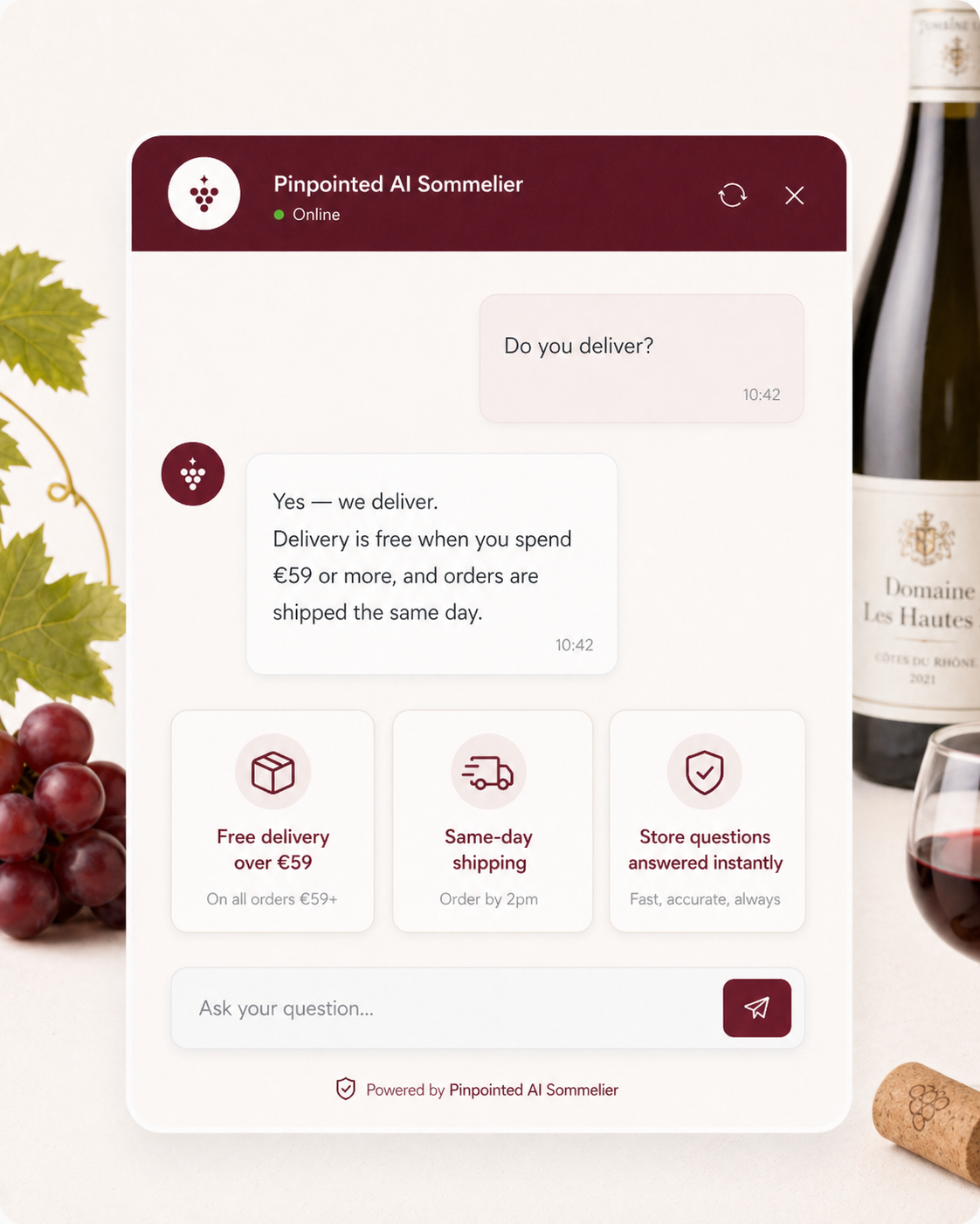 Customers getting instant AI Sommelier guidance