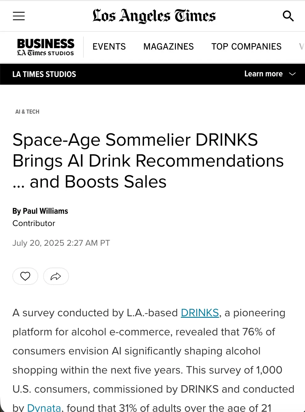 Pinpointed AI wine recommendations