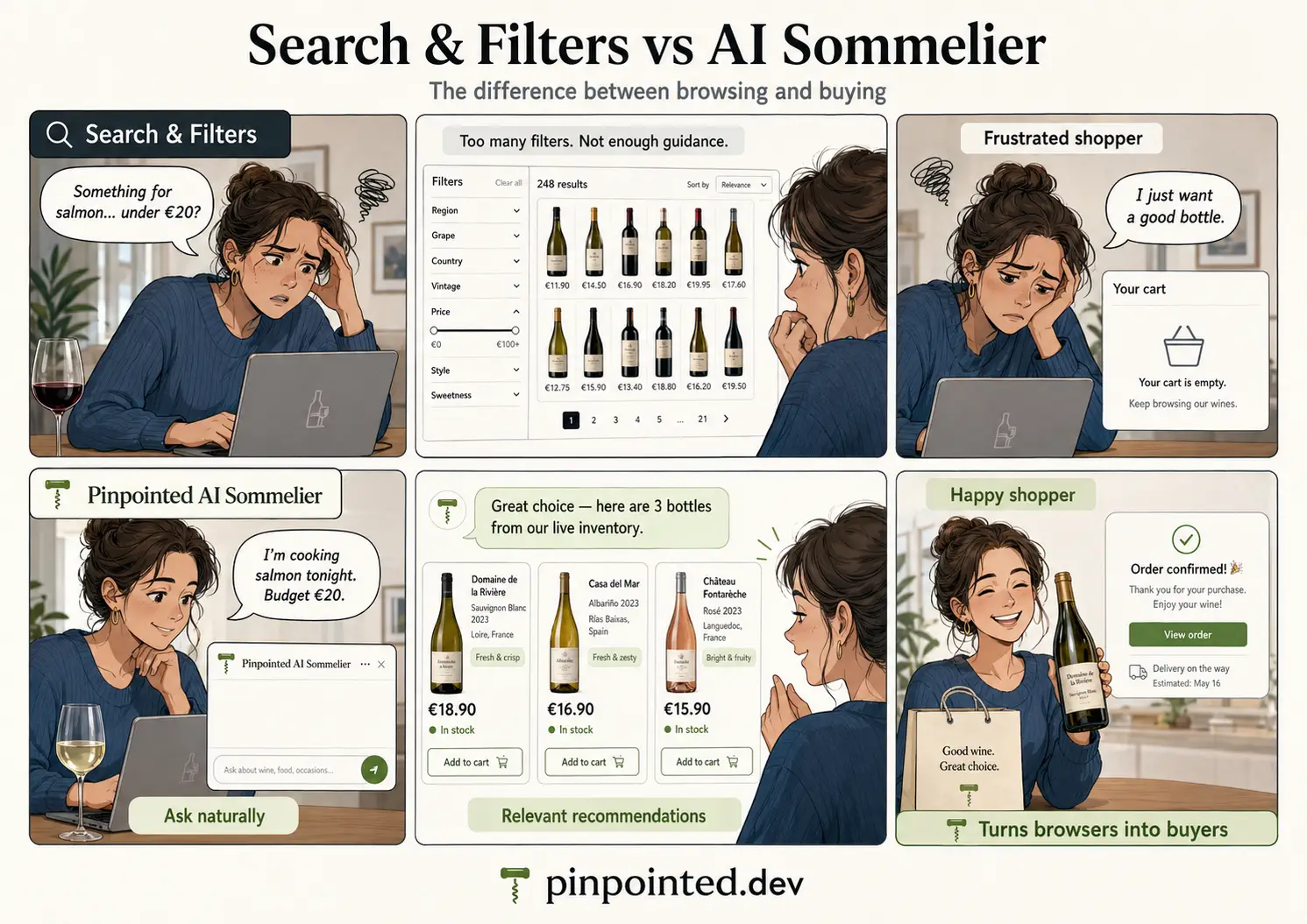 Search filters on an online wine store